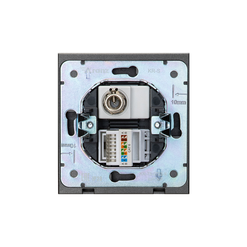 Розетка STRONG компьютерная RJ45 кат6 + TV с/у графит KRANZ, KR-78-0722-6