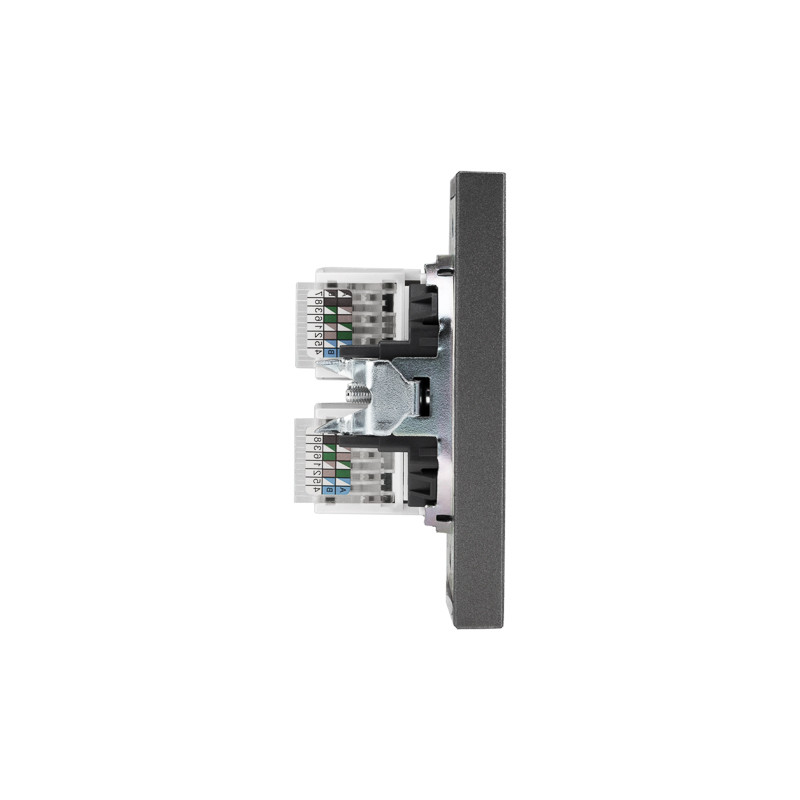 Розетка STRONG компьютерная двойная RJ45+RJ45 кат6 с/у графит KRANZ, KR-78-0725-6