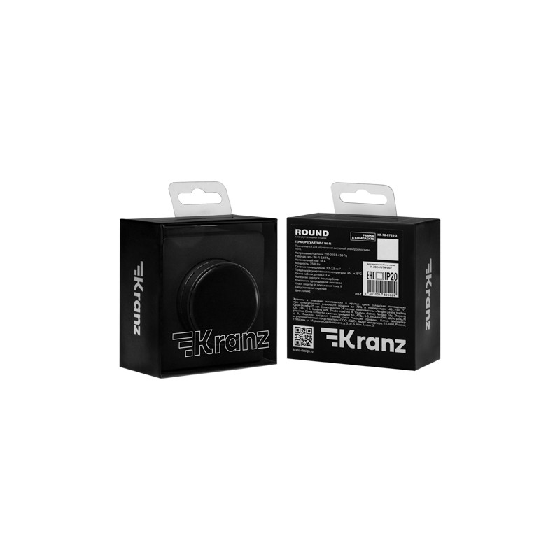 Терморегулятор ROUND Wi-Fi с/у оникс KRANZ, KR-78-0728-3