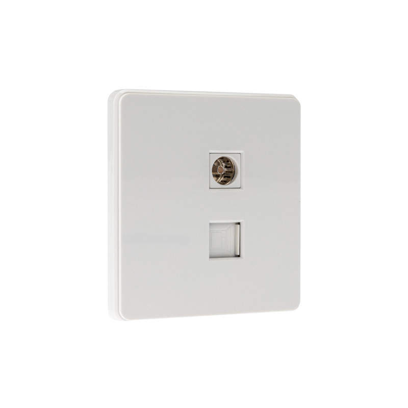 Розетка ROUND компьютерная RJ45 кат6 + TV с/у перламутр KRANZ, KR-78-0722-1