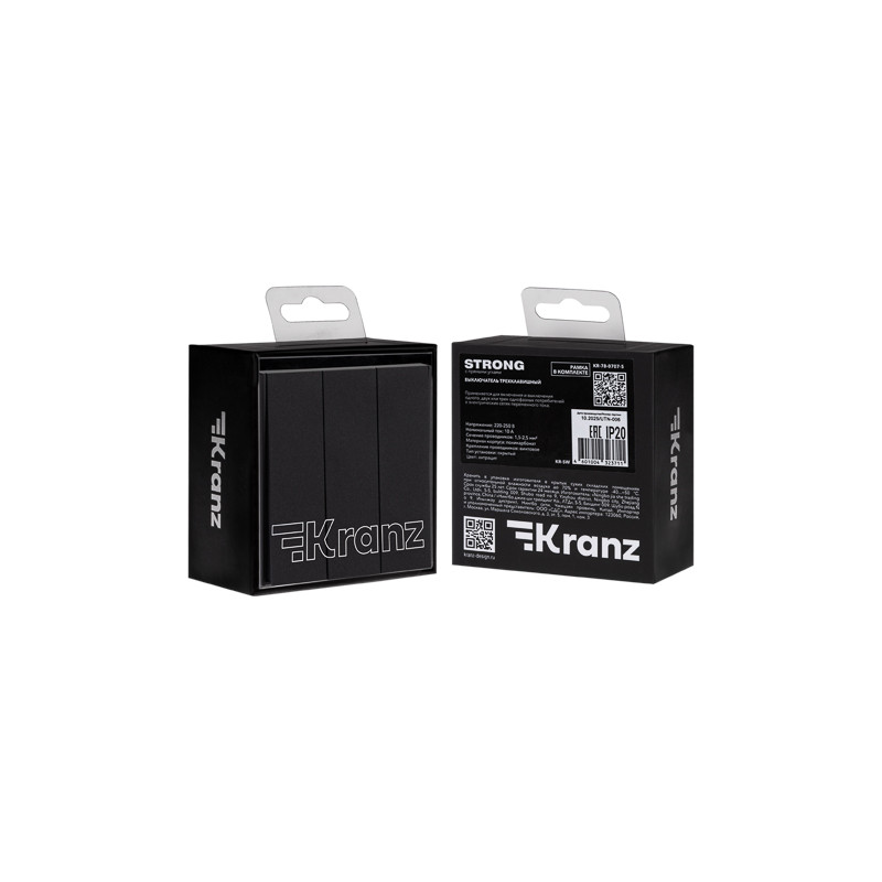 Выключатель STRONG 3 кл 10А с/у антрацит KRANZ, KR-78-0707-5