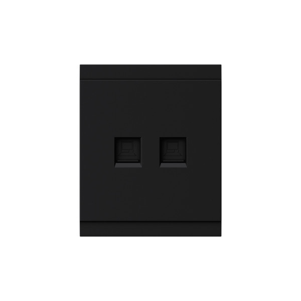 Розетка SETE компьютерная двойная RJ45+RJ45 кат6 с/у антрацит IP20/IP44 KRANZ, KR-79-0724-4