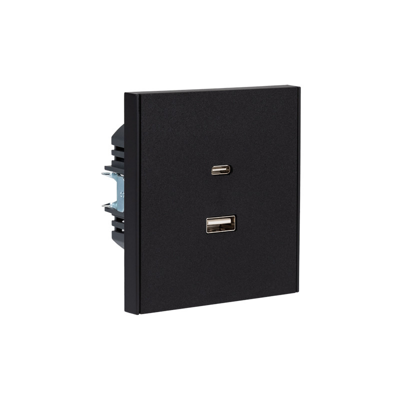 Розетка STRONG USB-A+Type-C 3А с функцией быстрой зарядки антрацит KRANZ, KR-78-0734-5