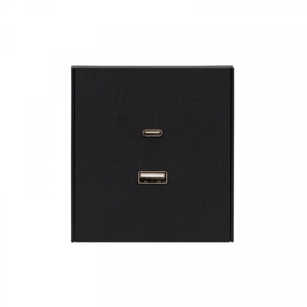 Розетка STRONG USB-A+Type-C 3А с функцией быстрой зарядки антрацит KRANZ, KR-78-0734-5