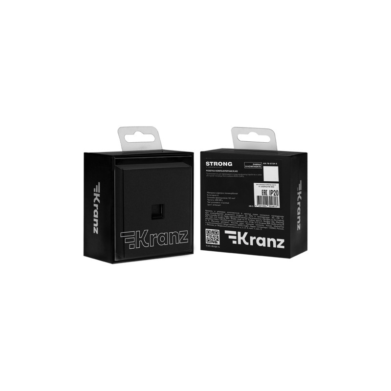 Розетка STRONG компьютерная RJ45 кат6 с/у антрацит KRANZ, KR-78-0724-5