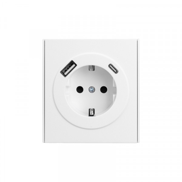 Розетка STRONG 1-ая с/з с/у з/ш 16А с USB A+C быстрой зарядки 5В/3А жемчуг KRANZ, KR-78-0704-4