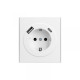 Розетка STRONG 1-ая с/з с/у з/ш 16А с USB A+C быстрой зарядки 5В/3А жемчуг KRANZ, KR-78-0704-4