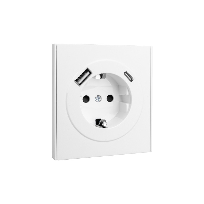 Розетка STRONG 1-ая с/з с/у з/ш 16А с USB A+C быстрой зарядки 5В/3А жемчуг KRANZ, KR-78-0704-4
