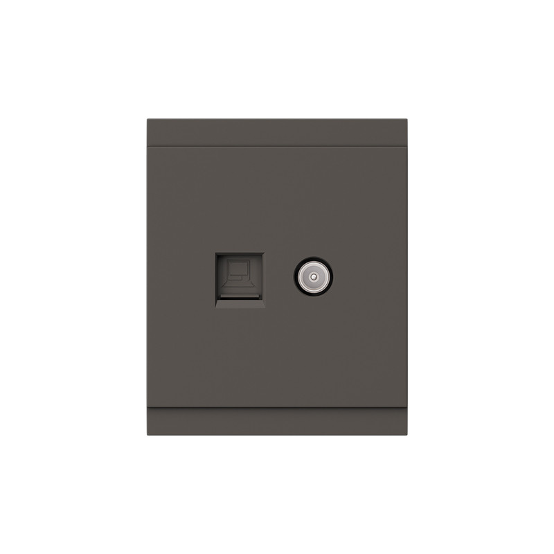 Розетка SETE компьютерная RJ45 кат6 + TV с/у графит IP20/IP44 KRANZ, KR-79-0721-3
