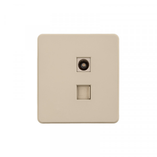 Розетка ROUND компьютерная RJ45 кат6 + TV с/у шелк KRANZ, KR-78-0722-7