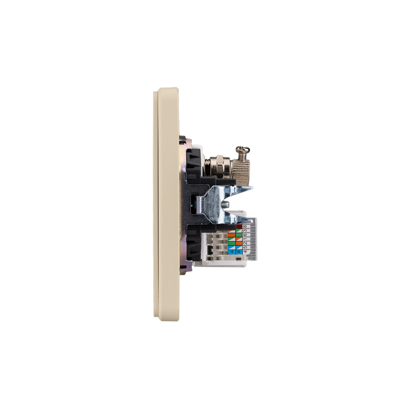 Розетка ROUND компьютерная RJ45 кат6 + TV с/у шелк KRANZ, KR-78-0722-7