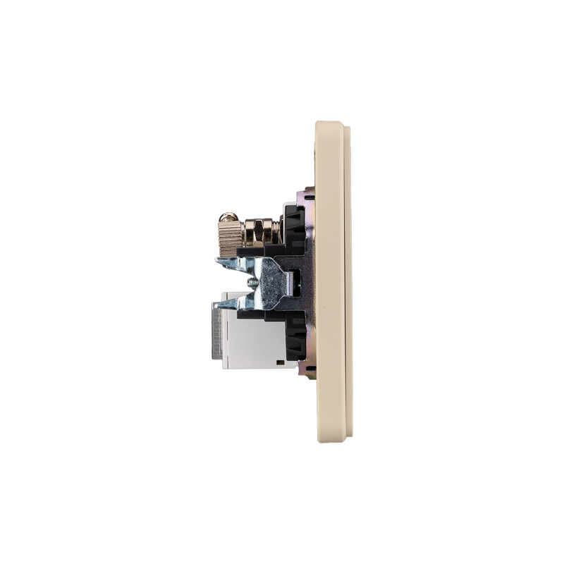 Розетка ROUND компьютерная RJ45 кат6 + TV с/у шелк KRANZ, KR-78-0722-7