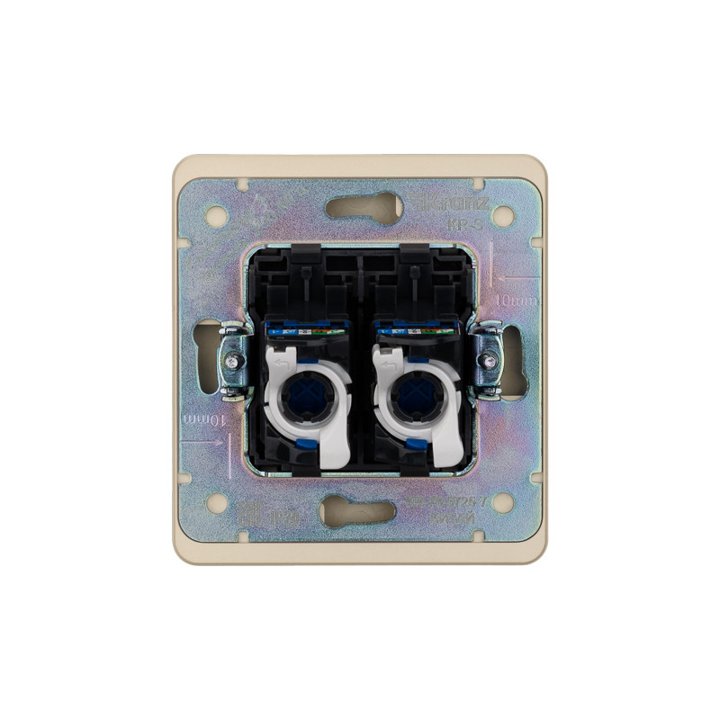 Розетка ROUND компьютерная двойная RJ45+RJ45 кат6 с/у шелк KRANZ, KR-78-0725-7
