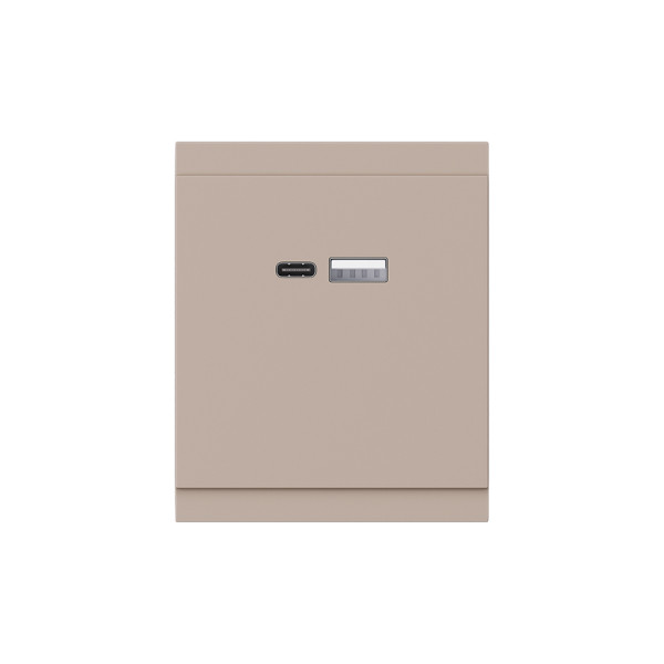 Розетка SETE USB-A+Type-C 3А с функцией быстрой зарядки кашемир IP20/IP44 KRANZ, KR-79-0729-2