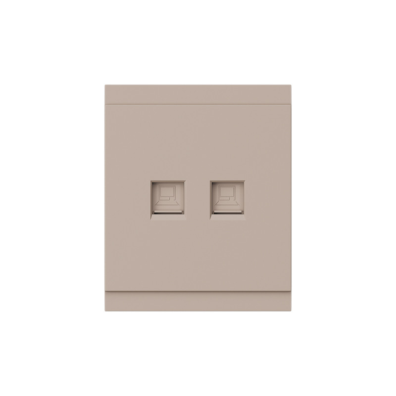 Розетка SETE компьютерная двойная RJ45+RJ45 кат6 с/у кашемир IP20/IP44 KRANZ, KR-79-0724-2