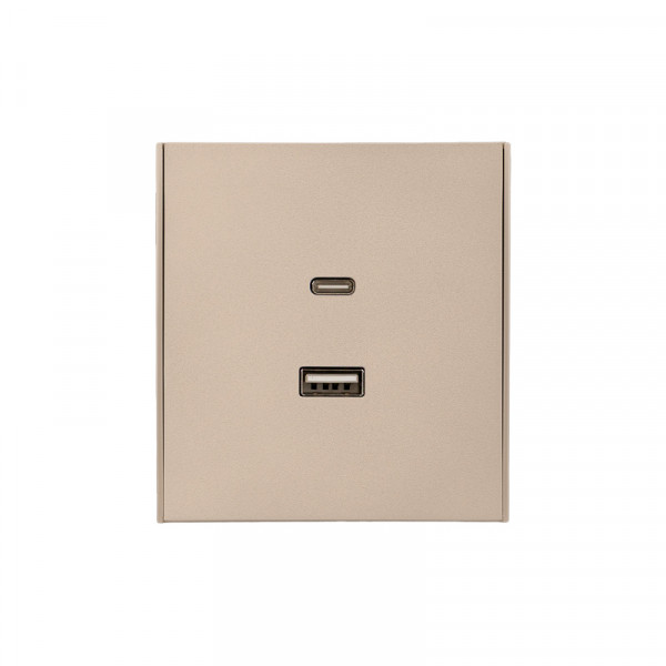 Розетка STRONG USB-A+Type-C 3А с функцией быстрой зарядки шелк KRANZ, KR-78-0734-8