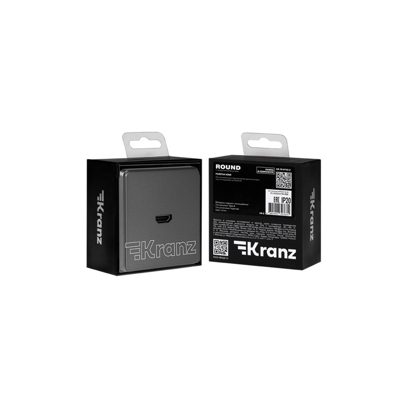 Розетка ROUND HDMI с/у титан KRANZ, KR-78-0730-2