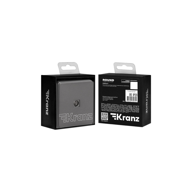 Розетка ROUND TV с/у титан KRANZ, KR-78-0723-2