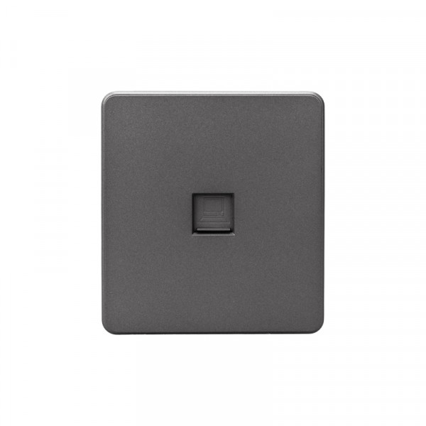 Розетка ROUND компьютерная RJ45 кат6 с/у титан KRANZ, KR-78-0724-2