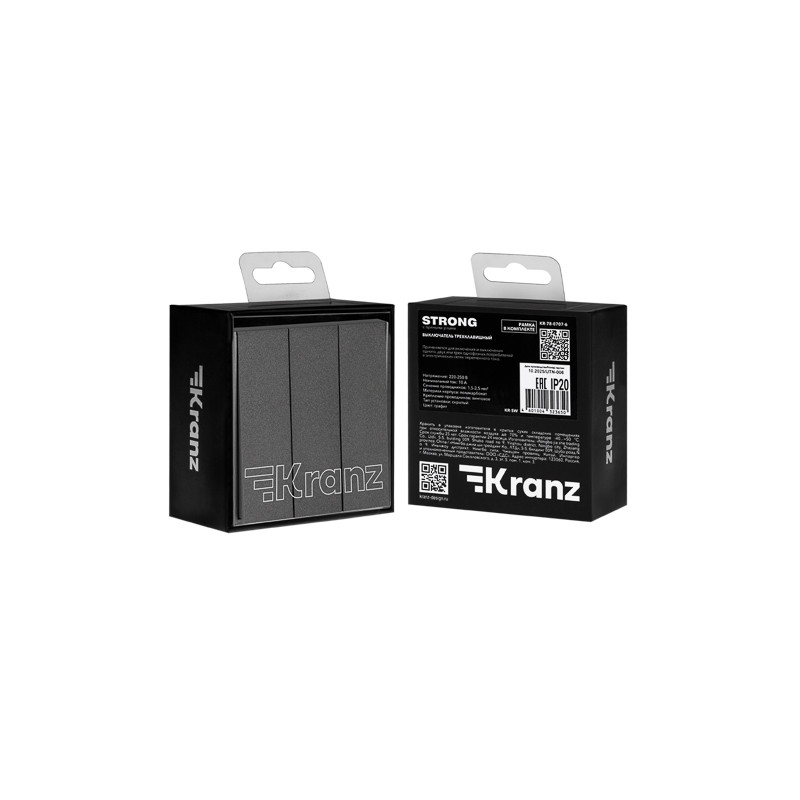Выключатель STRONG 3 кл 10А с/у графит KRANZ, KR-78-0707-6