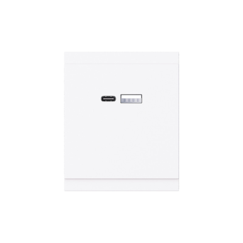 Розетка SETE USB-A+Type-C 3А с функцией быстрой зарядки жемчуг IP20/IP44 KRANZ, KR-79-0729-1